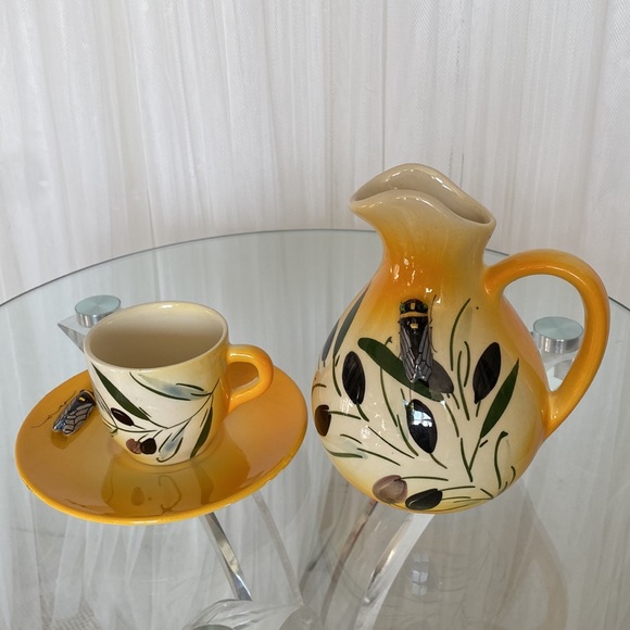 Vintage Provençal F. Sicard 1/2 tasse cup + saucer & milk pot! - Picture 16 of 17